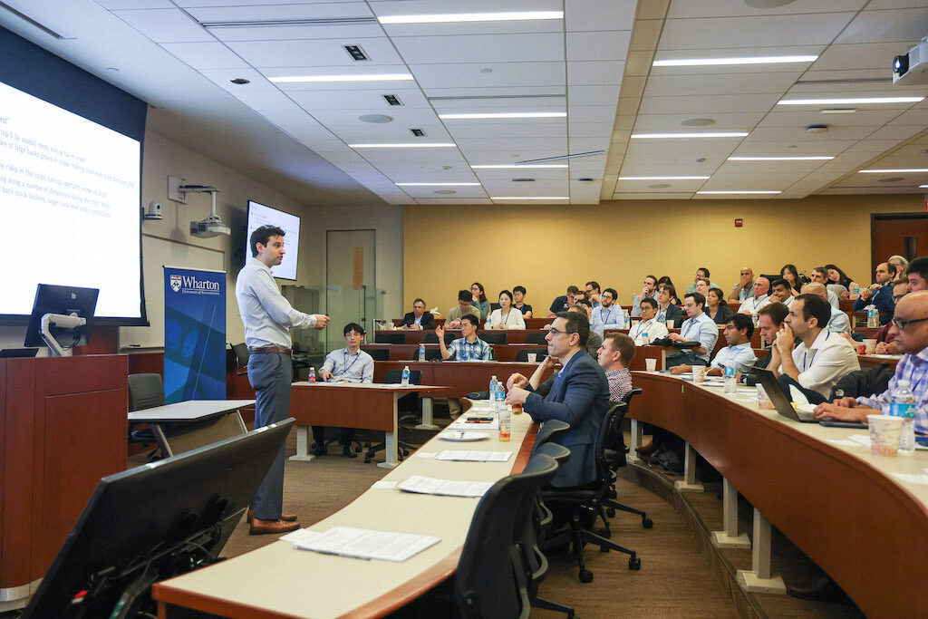 Matthew Baron lectures to a crowd